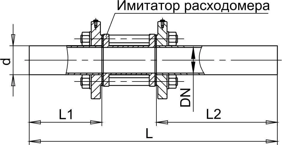 Монтажный узел УМЭ для расходомеров-счетчиков схема