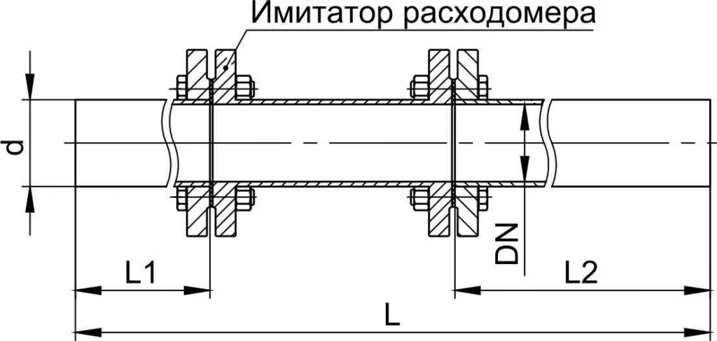 Монтажный узел УМЭ для расходомеров-счетчиков ВИРС-М DN схема